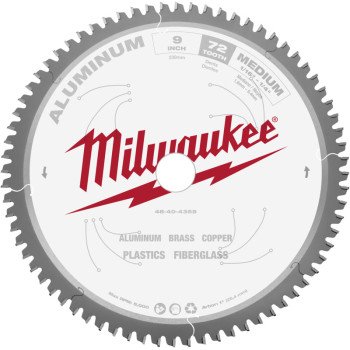 Milwaukee 48-40-4355 Circular Saw Blade, 9 in Dia, 1 in Arbor, 72-Teeth, Carbide Cutting Edge