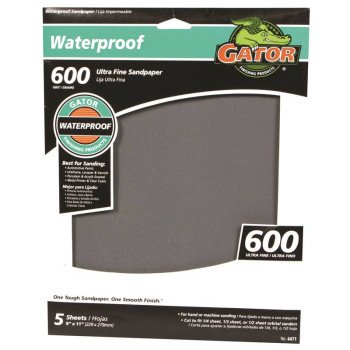 Gator 4471 Sanding Sheet, 9 in L, 11 in W, 600 Grit, Ultra Fine, Silicone Carbide Abrasive