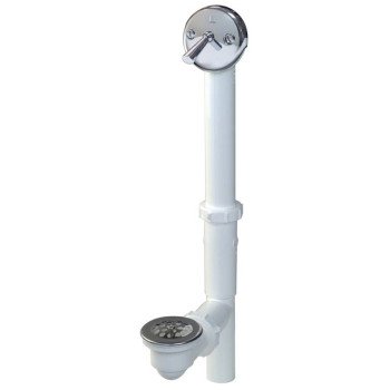 Plumb Pak PP209064 Lever Bath Drain Assembly, Plastic, White, Chrome