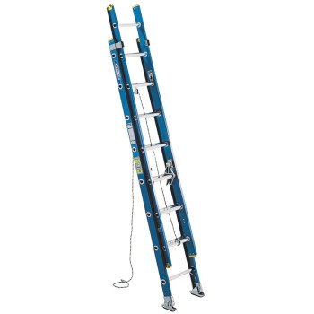 Werner D6024-2 Extension Ladder, 23 ft H Reach, 250 lb, Fiberglass