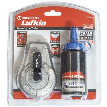 Crescent Lufkin CLA100AB Chalk Reel, 3 oz Chalk Capacity, 100 ft L Line, Gear Rewind, 1:1 Gear Ratio