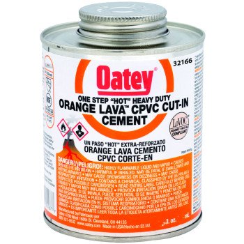 Oatey 32166 Solvent Cement, 8 oz Can, Liquid, Orange