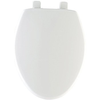 Mayfair 180SLOW000 Toilet Seat, Elongated, Plastic, White, Hex-Tite Hinge