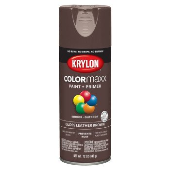 Krylon K05527007 Enamel Spray Paint, Gloss, Leather Brown, 12 oz, Can