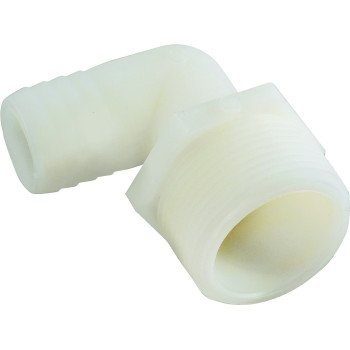 Anderson Metals 53720-0406 Hose Elbow, 1/4 in, Barb, 3/8 in, MPT, 150 psi Pressure, Nylon