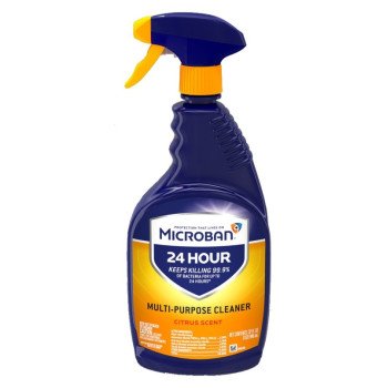 Microban 47415 Cleaner, 32 oz, Spray Bottle, Liquid, Citrus, Clear