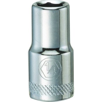 DEWALT DWMT86024OSP Hand Socket, 1/4 in Socket, 1/4 in Drive, 6-Point, Vanadium Steel, Polished Chrome