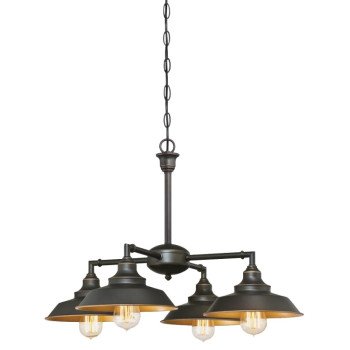 Westinghouse Iron Hill Series 6345000 Chandelier, 120 V, 1-Tier, 4-Lamp, Incandescent, LED Lamp, Metal Fixture