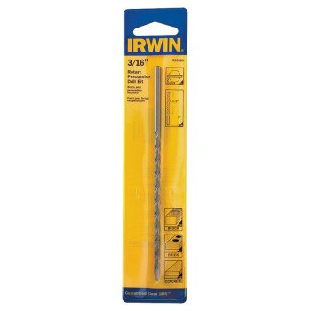 Irwin 326003 Rotary Hammer Drill Bit, 3/16 in Dia, 6 in OAL, Percussion, Twist Flute, 2-Flute, 3/16 in Dia Shank