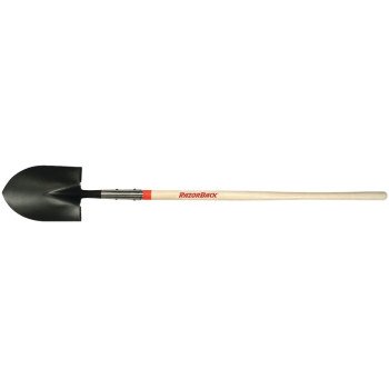 Razor-Back 45520 Shovel with Dual Rivet, 8-3/4 in W Blade, Steel Blade, Hardwood Handle, Long Handle, 48 in L Handle