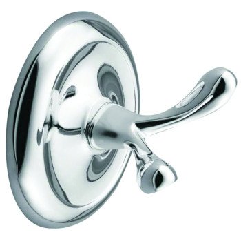 Moen Yorkshire Series 5303CH Robe Hook, 30 lb, 2-Hook, Zinc, Polished Chrome, Screw Mounting