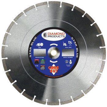 Diamond Products Star Blue 63599 Saw Blade, 18 in Dia, 1 in Arbor