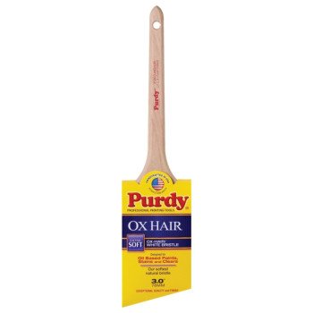 Purdy Ox-O-Angular 144296030 Angular Trim Brush, 3 in W, 2-5/8 in L Bristle, Ox Hair Bristle, Rat Tail Handle