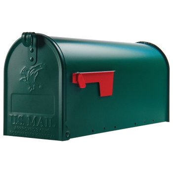 Gibraltar Mailboxes Elite Series E1100G00 Mailbox, 800 cu-in Capacity, Galvanized Steel, Powder-Coated, 6.9 in W, Green