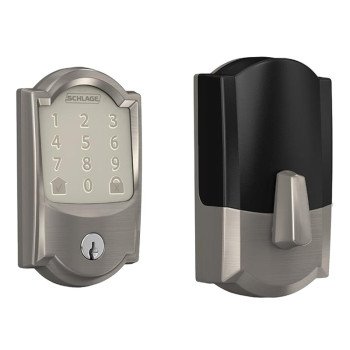 Schlage BE489WBV CAM 619 Electronic Deadbolt, Satin Nickel, Residential, 1 Grade, Metal, Keypad Included