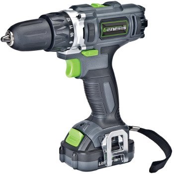 Genesis GLCD122P Drill/Driver, Battery Included, 12 V, 1300 mAh, 3/8 in Chuck, Keyless, Single Sleeve Chuck