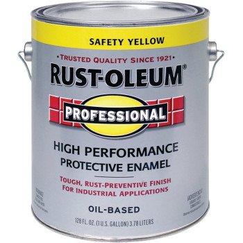 Rust-Oleum K7744402 Enamel Paint, Oil, Gloss, Safety Yellow, 1 gal, Can, 265 to 440 sq-ft/gal Coverage Area