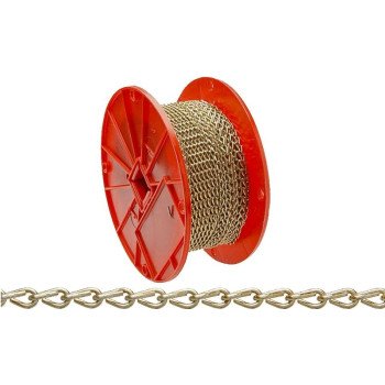 Campbell 072-1667N Jack Chain, #16, Steel, Brass, 11 lb Working Load, 200 ft