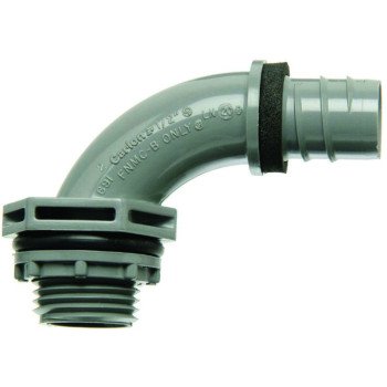 Carlon LN20DA-CTN Liquidtight Elbow, 1/2 in Trade Size, 90 deg Angle, PVC, NPT, Gray