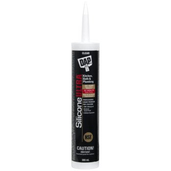 DAP SILICONE ULTRA 73390 Bath and Plumbing Sealant, Clear, 24 hr Curing, -37 to 60 deg C, 300 mL Cartridge