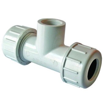 American Valve P230 3/4 Pipe Tee, 3/4 in, Compression x Compression x Female NPT, PVC, SCH 40 Schedule, 150 psi Pressure