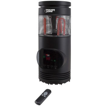 PowerZone HT1167 360 deg Infrared Quartz Tower Heater with Remote Control, 12.5 A, 120 V, ECO/1000/1500W W, Black