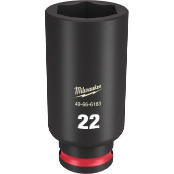 Milwaukee SHOCKWAVE Impact Duty Series 49-66-6163 Deep Impact Socket, 22 mm Socket, 3/8 in Drive, Square Drive, 6-Point