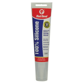 Red Devil 0820 Silicone Sealant, Clear, -60 to 400 deg F, 2.8 oz Squeeze Tube