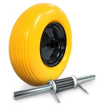 Erie E-9000268 Wheel Kit, 16 in Dia Tire, 4 in W Tire, Polyurethane Foam Tire, 1.35 in Dia Hub, 2-3/4 in L Hub