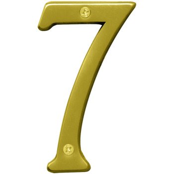 Hy-Ko Prestige Series BR-43BB/7 House Number, Character: 7, 4 in H Character, Brass Character, Solid Brass