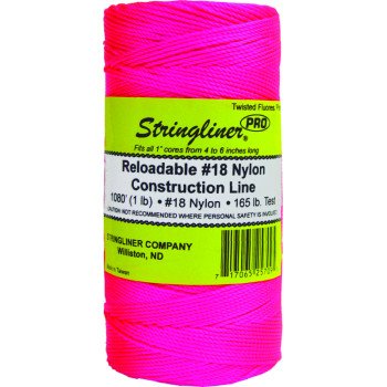 Stringliner Pro Series 35709 Construction Line, #18 Dia, 1080 ft L, 165 lb Working Load, Nylon, Fluorescent Pink