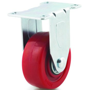 Dh Casters C-LM3P1PUR Rigid Caster, 3 in Dia Wheel, 1-1/4 in W Wheel, Polyurethane Wheel, Red, 240 lb