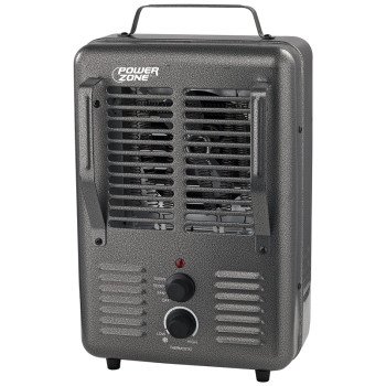 PowerZone BNS-15U3 Deluxe Portable Utility Heater, 12.5 A, 120 V, 1300/1500 W, 2-Heating Stage, Gray