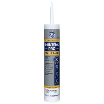 GE Painter's Pro Siliconized Acrylic 2874546 Caulk, Clear, 2 to 7 days Curing, 10 fl-oz Cartridge