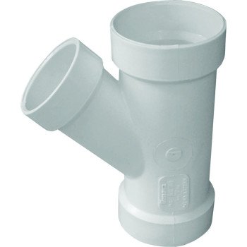 Canplas 192327L Reducing Pipe Wye, 4 x 4 x 3 in, Hub, PVC, White, SCH 40 Schedule