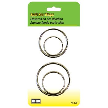 Hy-Ko KC228 Key Ring, Split Ring, 1, 1-1/2, 1-1/4, 3/4 in Ring