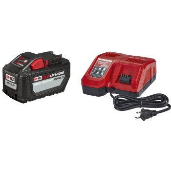 Milwaukee M18 REDLITHIUM 48-59-1200 Battery and Charger Starter Kit, 120 VAC Input, 18 V Output, 12 Ah, 2 hr Charge