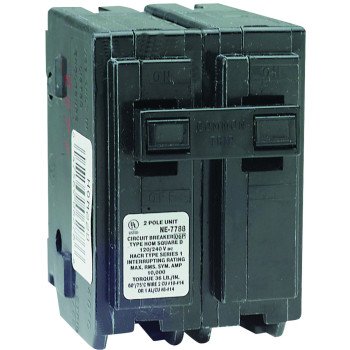 Square D Homeline HOM240CP Circuit Breaker, Mini, 40 A, 2 -Pole, 120/240 V, Fixed Trip, Plug Mounting, Black