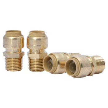 RELIANCE WORLDWIDE U120LFA4 Adapter, 1/2 in, Push-to-Connect x MNPT, Brass, 200 psi Pressure