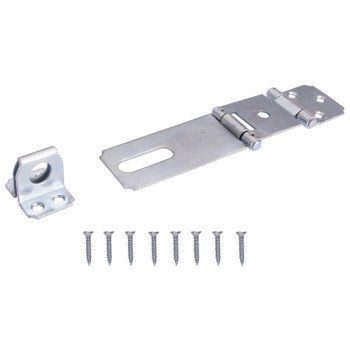 ProSource LR-136-BC3L-PS Safety Hasp, 3-1/2 in L, Steel, Zinc, 7/16 in Dia Shackle, Fixed Staple