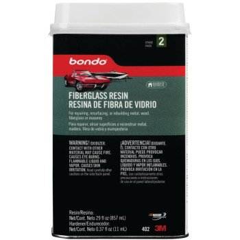 Bondo 402 Fiberglass Repair Resin, 0.9 qt Can, Liquid, Pungent Organic