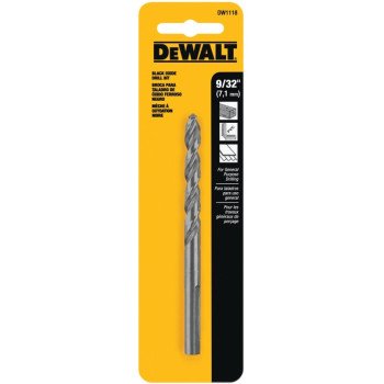 DEWALT DW1118 Jobber Drill Bit, 9/32 in Dia, 4-1/4 in OAL, Parabolic Flute, 9/32 in Dia Shank, Round Shank