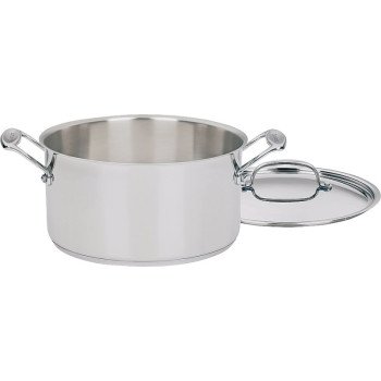 Cuisinart 744-24 Stock Pot with Lid, 6 qt Capacity, Aluminum/Stainless Steel, Polished Mirror