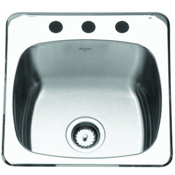 FRANKE Reginox Series RSL2020/10/3 Kitchen Sink, 3-Faucet Hole, 20 in OAW, 20-9/16 in OAD, 20-1/2 in OAH, Top Mounting