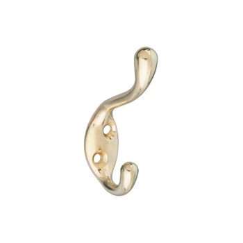 National Hardware V166 Series N248-229 Coat and Hat Hook, Wall Mounting, 75 lb, Zinc, Brass