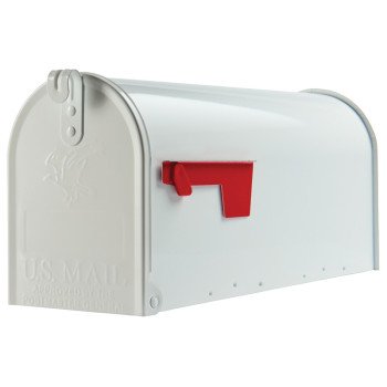 Gibraltar Mailboxes Elite Series E1100W00 Mailbox, 800 cu-in Capacity, Galvanized Steel, Powder-Coated, 6.9 in W, White