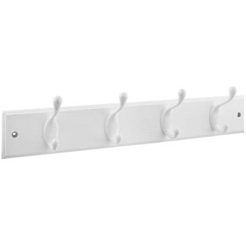 National Hardware B8170 Series S827-121 Hook Rail, Wall Mounting, 18 in L x 5/8 in W x 2-3/4 in H Dimensions, White