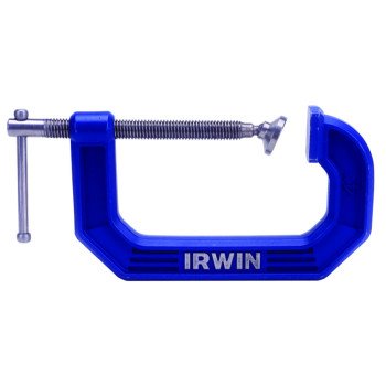 Irwin 225108 C-Clamp, 900 lb Clamping, 8 in Max Opening Size, 4 in D Throat, Steel Body, Blue Body