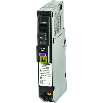 Square D QO115PDFC Circuit Breaker, CAFCI, Mini, 15 A, 1 -Pole, 120 V, Plug Mounting