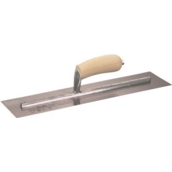 Marshalltown MXS66 Finishing Trowel, 16 in L Blade, 4 in W Blade, Spring Steel Blade, Square End, Curved Handle